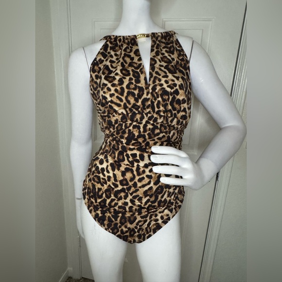 Ralph Lauren women's Leopard High Neck One Piece Swimsuit. - Picture 1 of 11